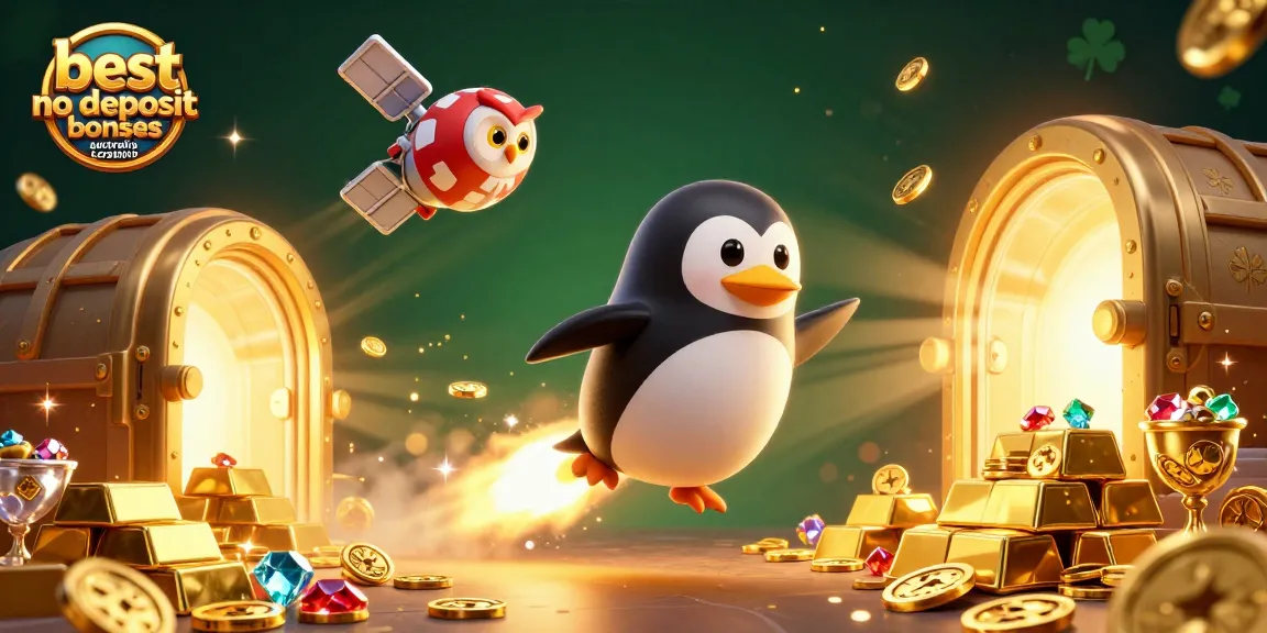 Experience the best no deposit bonuses australia casino in this dynamic 3D scene with penguins and treasures.