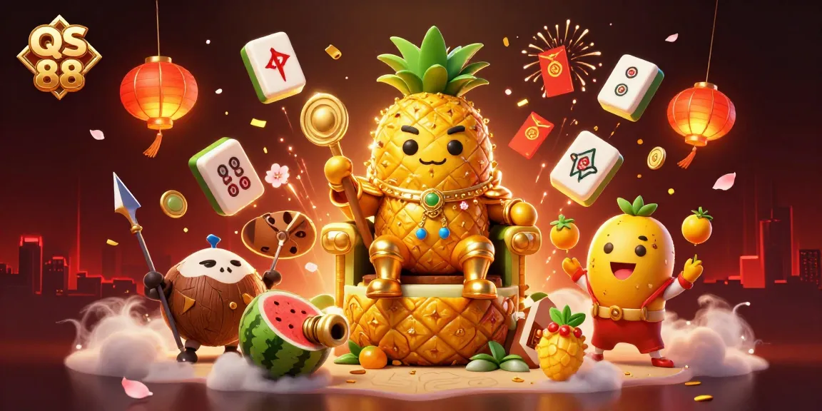Experience the excitement of QS 88 casino gaming with dynamic 3D characters and festive elements.