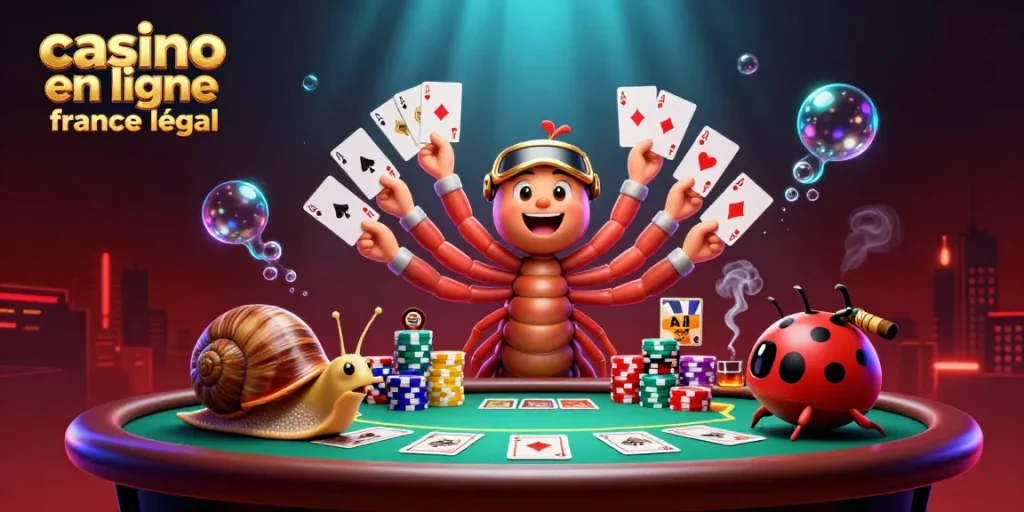 Profitez d'une expérience de casino en ligne France légal avec une illustration captivante de jeux de cartes.