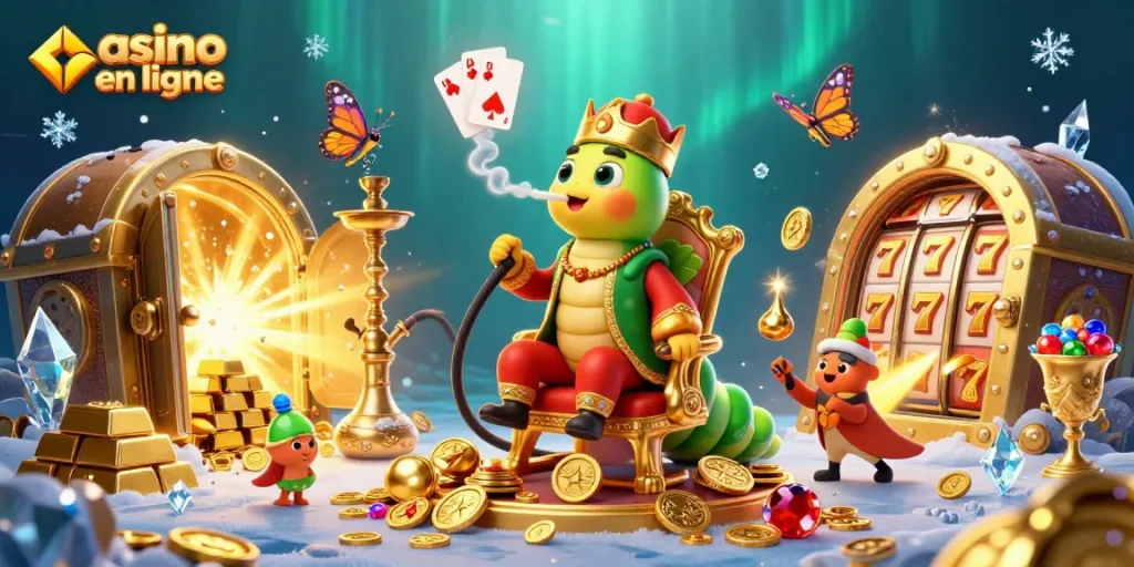 Jouez à casino en ligne avec des machines à sous colorées et des personnages divertissants.