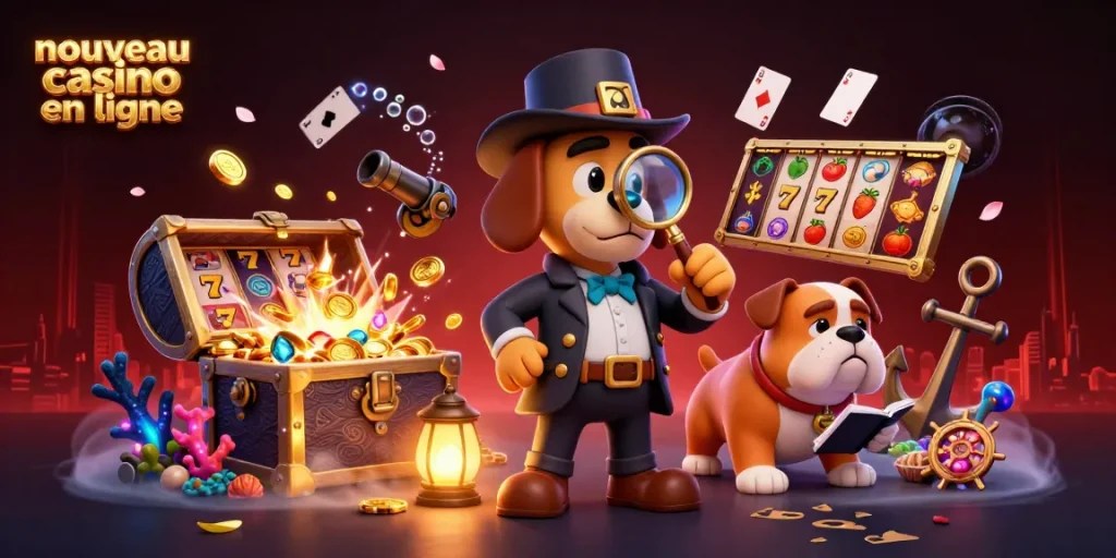 Explorez les trésors d'un nouveau casino en ligne avec ce détective animé et ses indices.