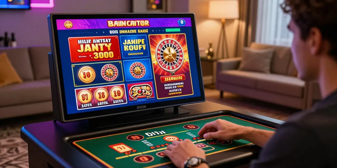Expérience immersive de casino en ligne, joueur interagissant avec des jeux sur un appareil moderne, ambiance confortable et dynamique.