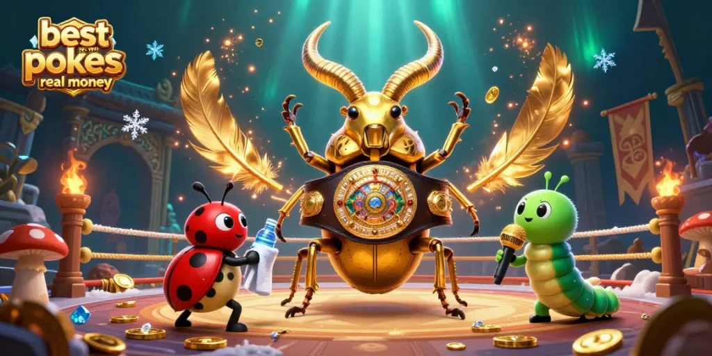 Win big with the best online pokies real money in a vibrant 3D cartoon illustration.