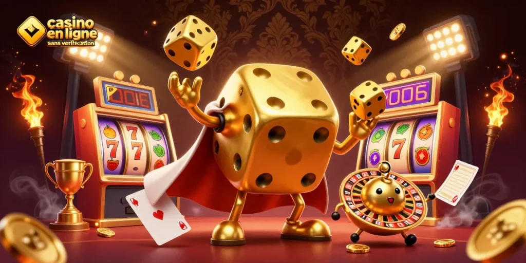 Profitez de l'expérience immersive d'un casino en ligne sans vérification avec une illustration 3D captivante.